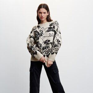 Mango Flowers Knit Sweater - Sz S